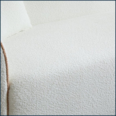 82'' 3-Seater Boucle Curved Sofa – Plush Comfort for Living Room/Bedroom/Apartment | White | Boucle | Fabric