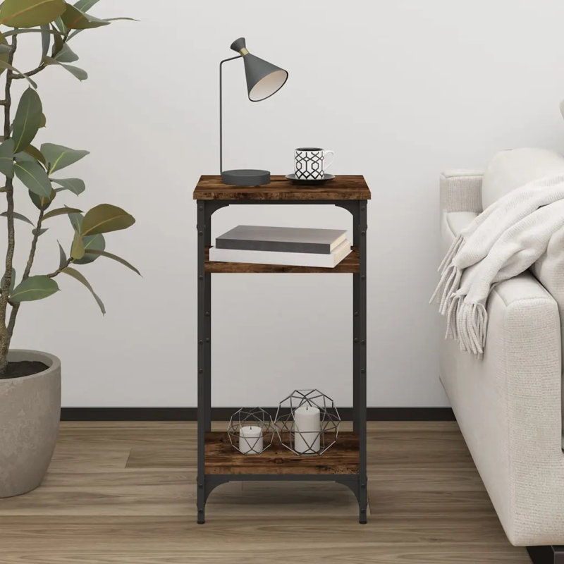 Dragon Four Leg Rectangular Side Table, Smoked Oak, Black/Smoked Oak