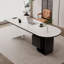 Bureau semi-circulaire noir + blanc + bois manufacturé + acier + acrylique avec 2 tiroirs-465976-465982