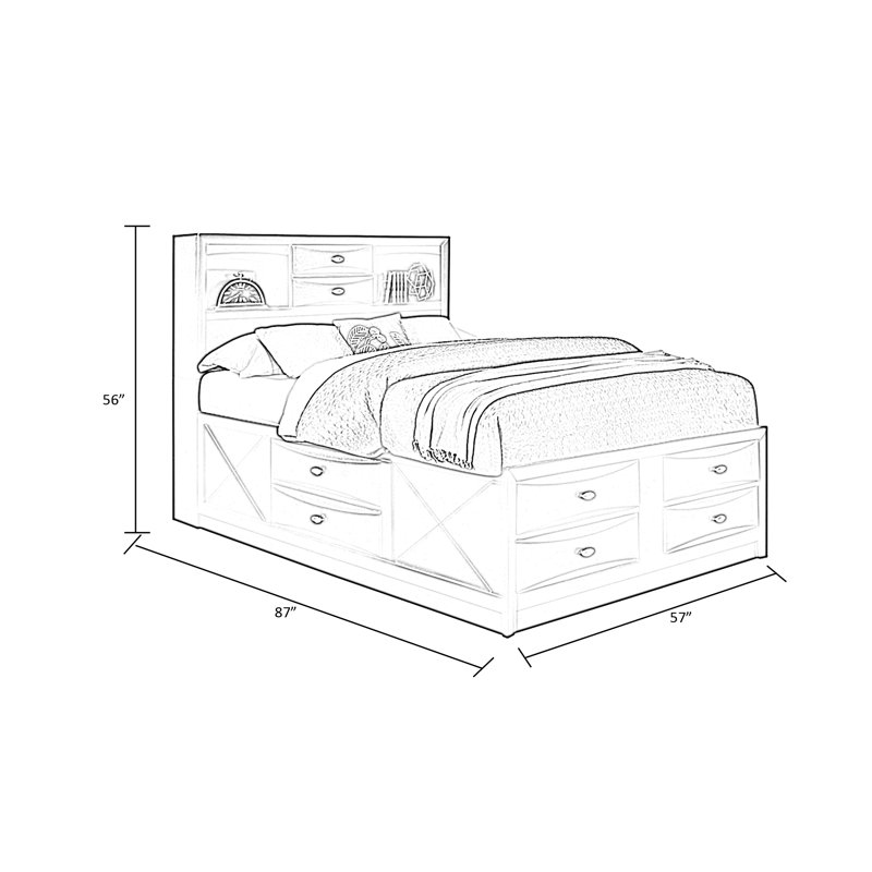 Piechota Bookcase Storage Bed, Merlot, Full