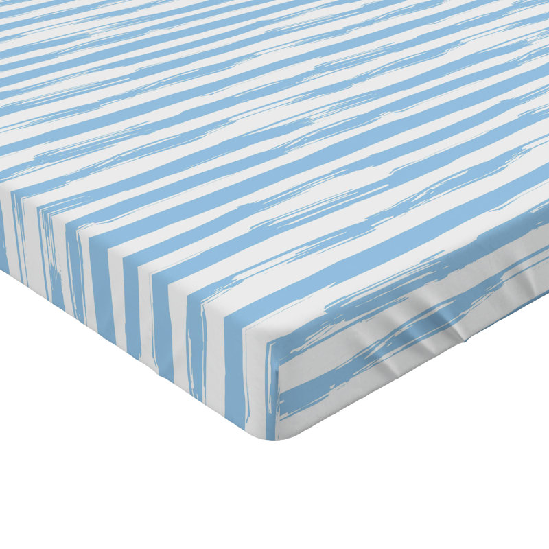 Drap-housse orange Ambesonne, Bleu pâle / blanc rayé, Drap-housse pour lit simple TG