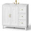 Meuble-lavabo blanc de 91 cm (36 po) avec 3 tiroirs et 2 portes et lavabo en céramique