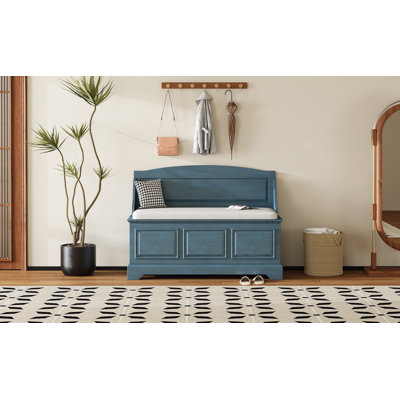 Banc à chaussures, banc de rangement pour chaussures rétro avec dispositifs de fermeture en douceur, coffre de rangement avec rangement caché et coussin pour l'entrée, le couloir, le salon (marine antique)