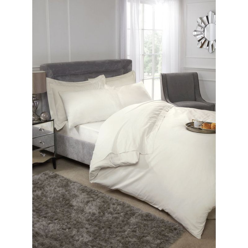 Egy.Cotton T201 100% Cotton Percale Fitted Sheet, Cream, Double (4'6)