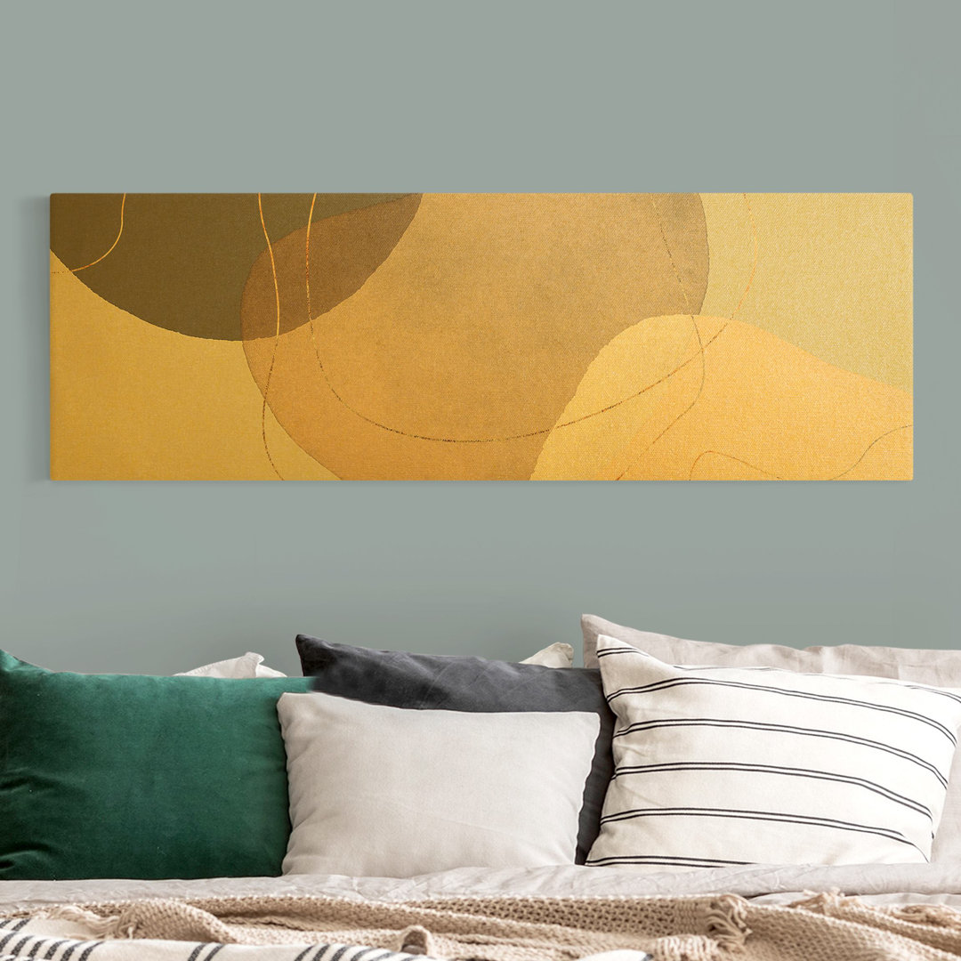 Leinwandbild Gold - Verspielte Impressionen In Beige - Panorama Quer