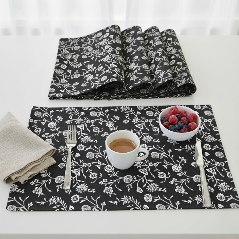 Napperons à motif floral, Noir / blanc