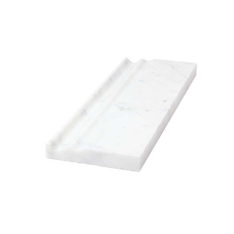 Bianco Carrara 5" x 12" Polished Marble Baseboard Tile Trim in Gray