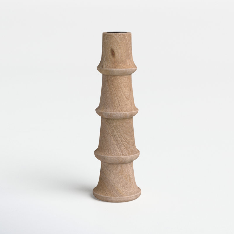 Natural Mango Wood Tabletop Candlestick Holder