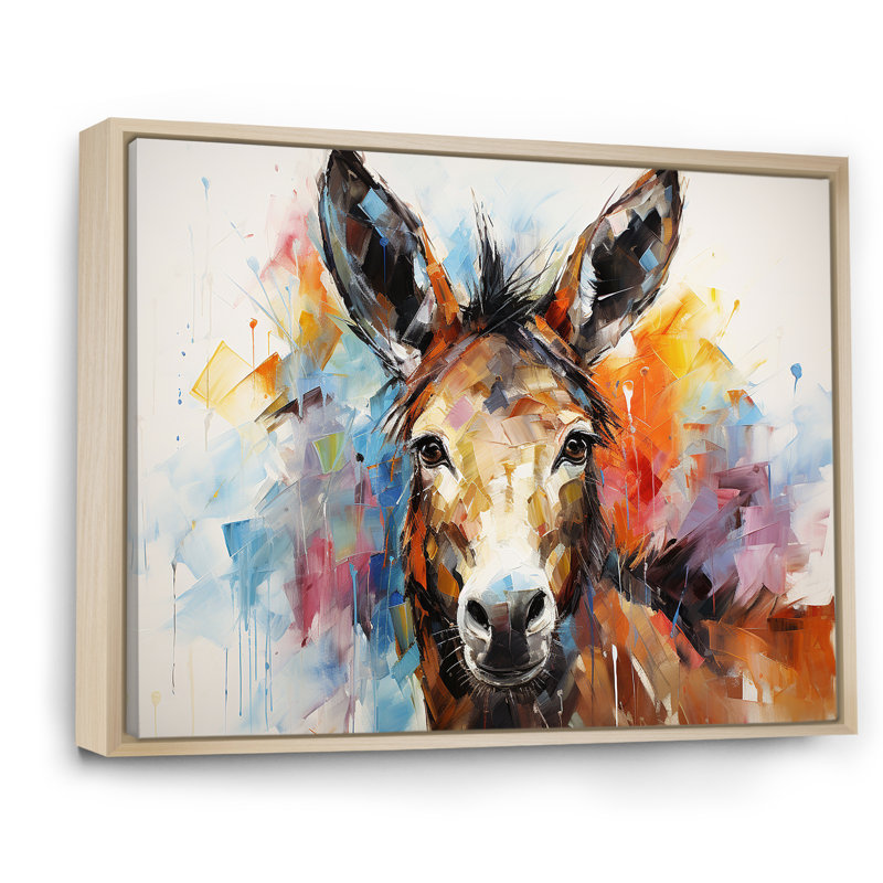 «Abstract Donkey Reverie», art mural sur toile, H 12 po x l 20 po x P 1 po, Cadre flottant brun