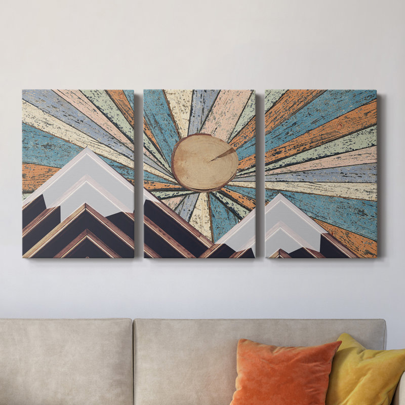 Paysage en bois - Toile tendue avec châssis de qualité supérieure - Prêt à être accroché, H 12 po x l 24 po x P 1 po