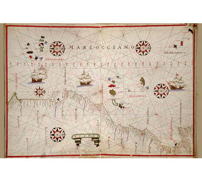 « portolan map of the coast coast » par joan oliva, impression