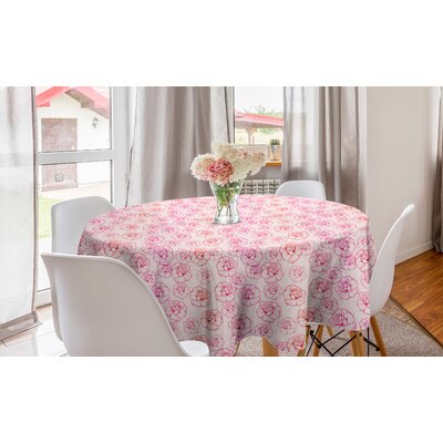 Ambesonne Romantic Round Tablecloth, Outline Rose Petals Repetition, Circle Table Cloth Cover For Dining Room Kitchen Decoration, 60"", Baby Pink Magen -  East Urban Home, C1EEF338DC6A4748862B4C6B8B0A0C45