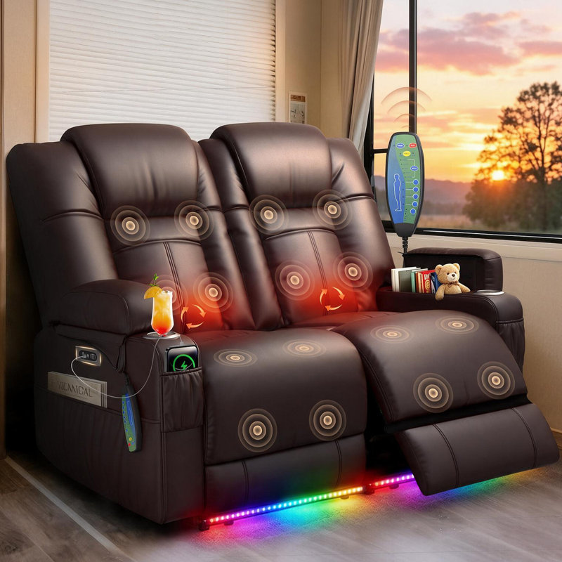 Causeuse inclinable électrique avec massage Zero, Gris foncé