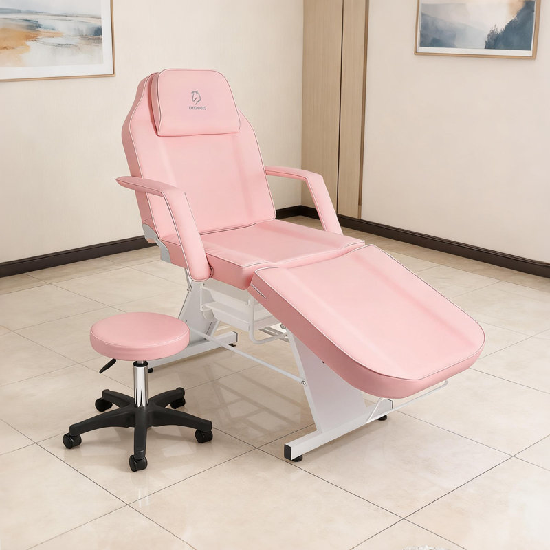  Tattoo Chair Adjustable,facial Chair Multipurpose 73 Inch Spa Facial Bed With Massage Equipment Stool For Beauty Spa Tattoo, Pink