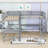 Twin And Twin L-Shaped Loft Bed With Ladder And 2 Built-In L-Shaped Desks-124334025