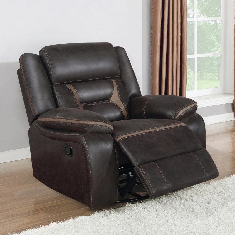 Faux Leather Home Theater Seat, Dark Brown Faux Leather
