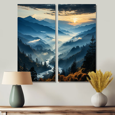 Blue And Green Majesty Mountain Panorama I - Traditional Canvas Prints