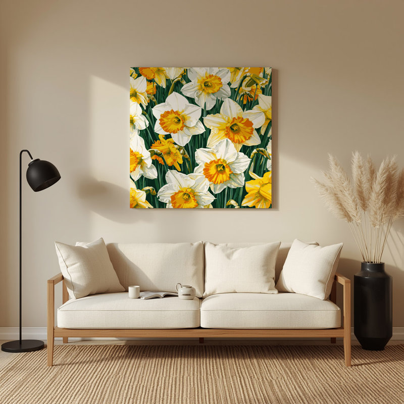 Aquarelle botanique 16, art mural en métal beige, H 12 po x l 12 po