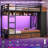  Bunk Bed Twin Over Twin with 8 Storage Drawers and Power Outlets, LED Twin Bunk Beds with Hall Tree and Shelves, Metal Loft Beds with Safety Guardrail & Ladder for Dorms, Kids, Black-1153866470