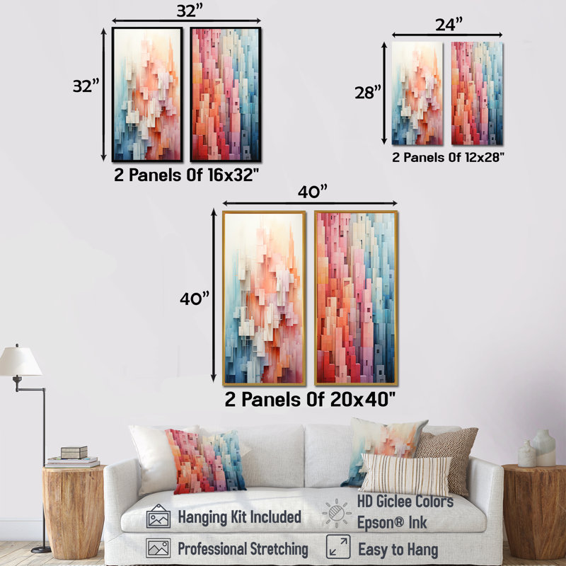 Ensemble de salon mural Pastel, H 40 po x l 41 po, Cadre flottant brun