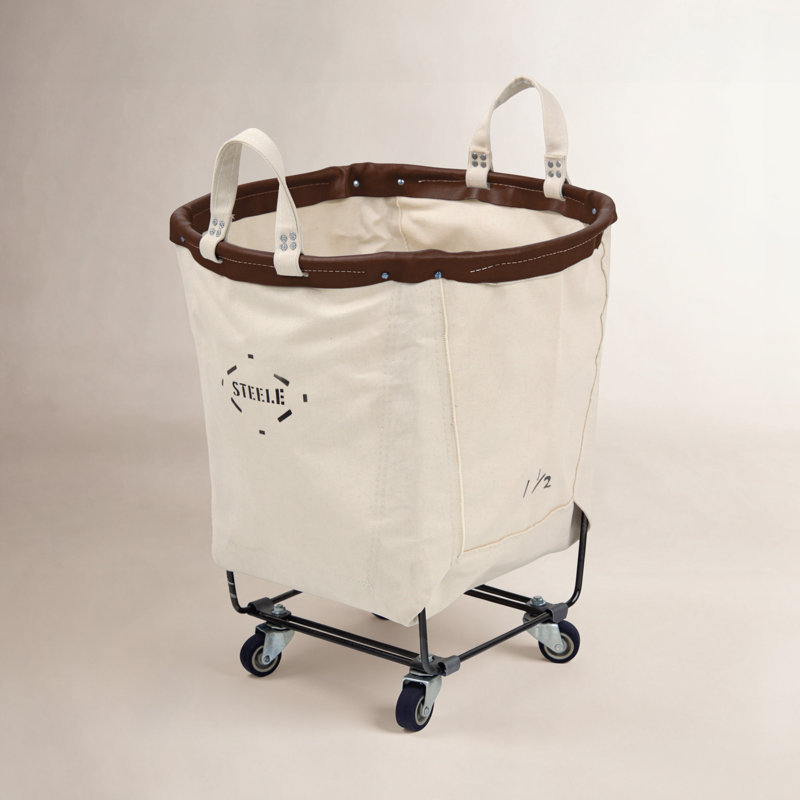 Canvas Round Carry Truck - 1.5 Bu, 2", Brown Leather
