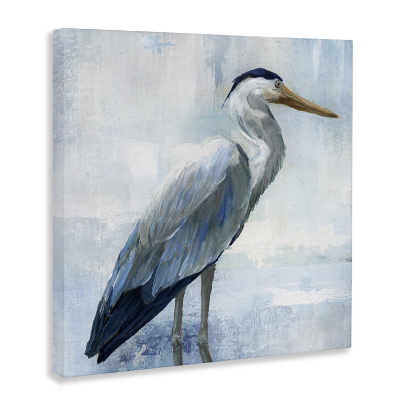 Seron Blue Heron en toile turquoise, design par Nan, H 36 po x l 36 po