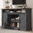  Allen 66" W Farmhouse TV Stand with Sliding Barn Door & Large Storage Shelves, Dark Gray-105532818