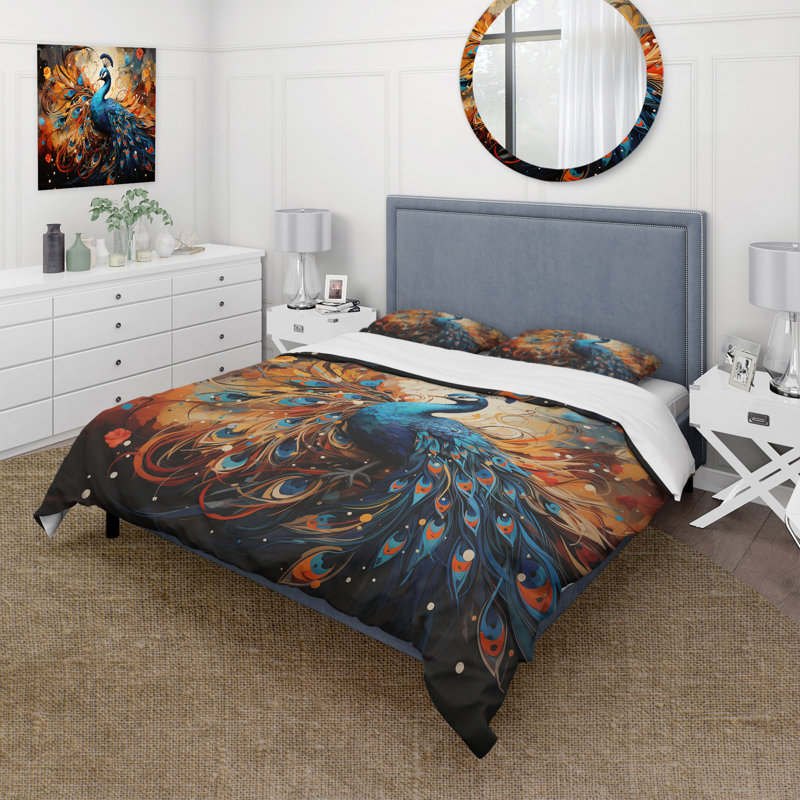 Ensemble de housse de couette en microfibre / polyester Peacock Abstract Collage II Bedding