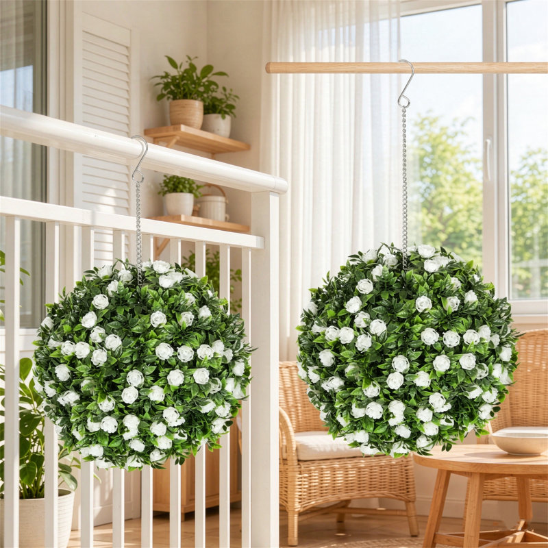 28 cm H Faux Topiary Plant, White