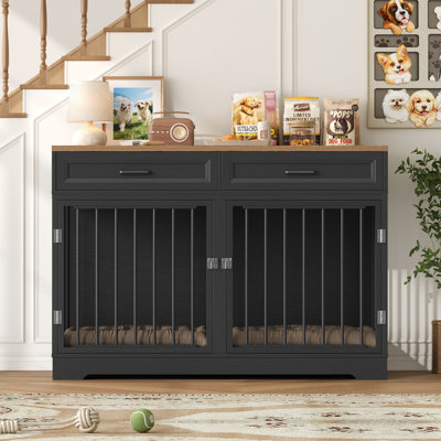 Chesterle Large Dog Crate Furniture Style With 2 Drawers And Divider