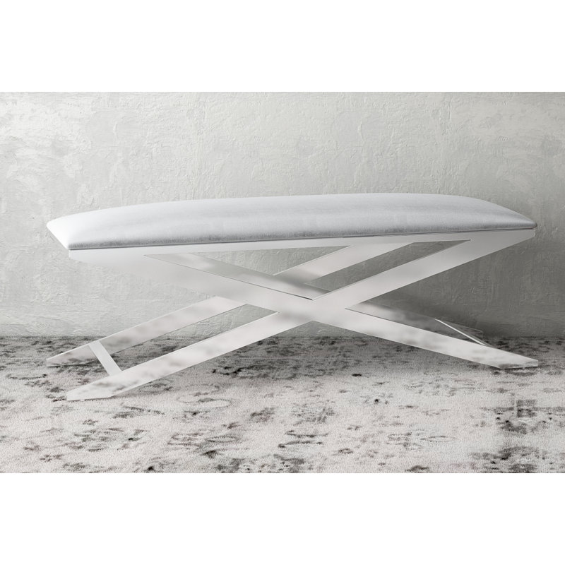 Aston-Lee Velvet Upholstered Bench, Grey