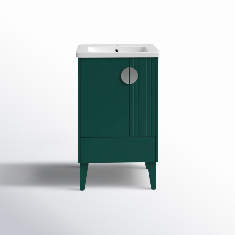 Ensemble de meuble-lavabo simple 20 po Saimah, Vert, Chrome poli