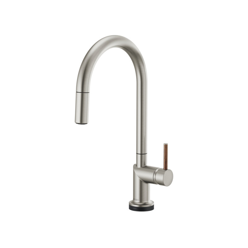 Odin® SmartTouch® Pull-Down Faucet with Arc Spout, Stainless, Wood Lever