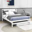 Lit plateforme double en bois avec lit gigogne réglable simple et tête de lit-1971116270