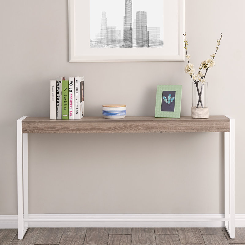 Hermosillo 54'' Console Table, White, Mocha Gray
