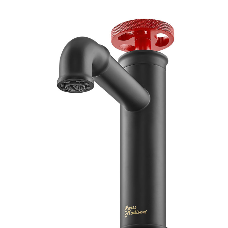 Avallon Single Hole, Single-Handle Wheel, Bathroom Faucet, Red/Black
