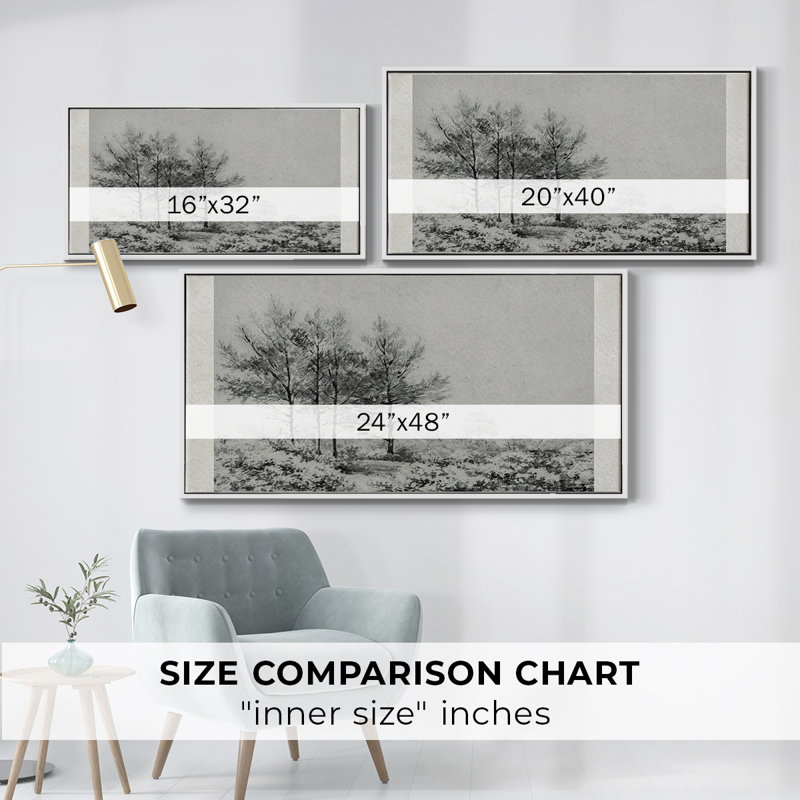 Série paysage - MCXLV - Toile tendue avec châssis encadré - Prêt à être accroché, H 21 po x l 41 po, Blanc