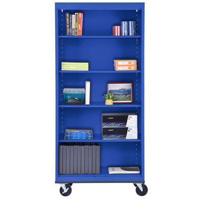 Sandusky Lee 36" W x 18" D x 78" H Steel Mobile Bookcase with 4 Adjustable Shelves by Sandusky