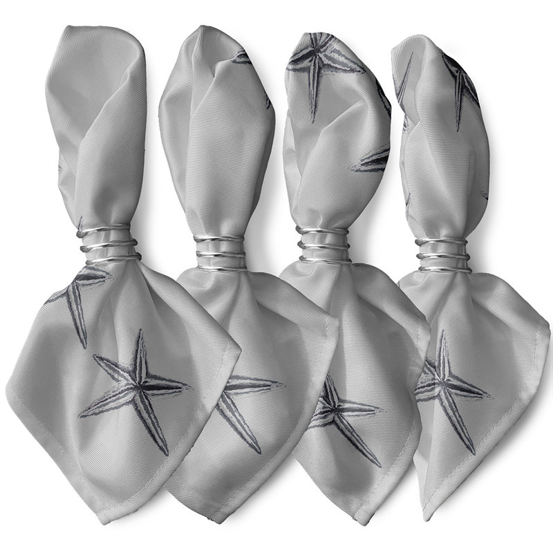 Sherree Polyester No Pattern Square Napkin, Grey