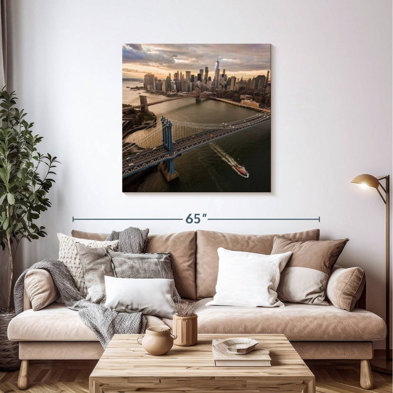 Sireci Manhattan And Brooklyn Bridge, 39" H x 39" W