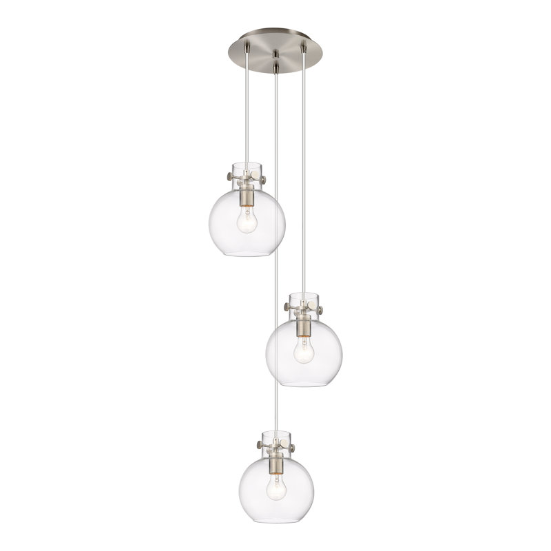 Amrith 3 - Light Cluster Pendant, Clear, Brushed Satin Nickel
