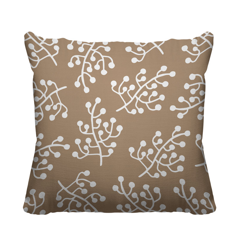 Coussin intérieur / extérieur Charis Wild Flower, 17 po x 17 po, Beige, Carré