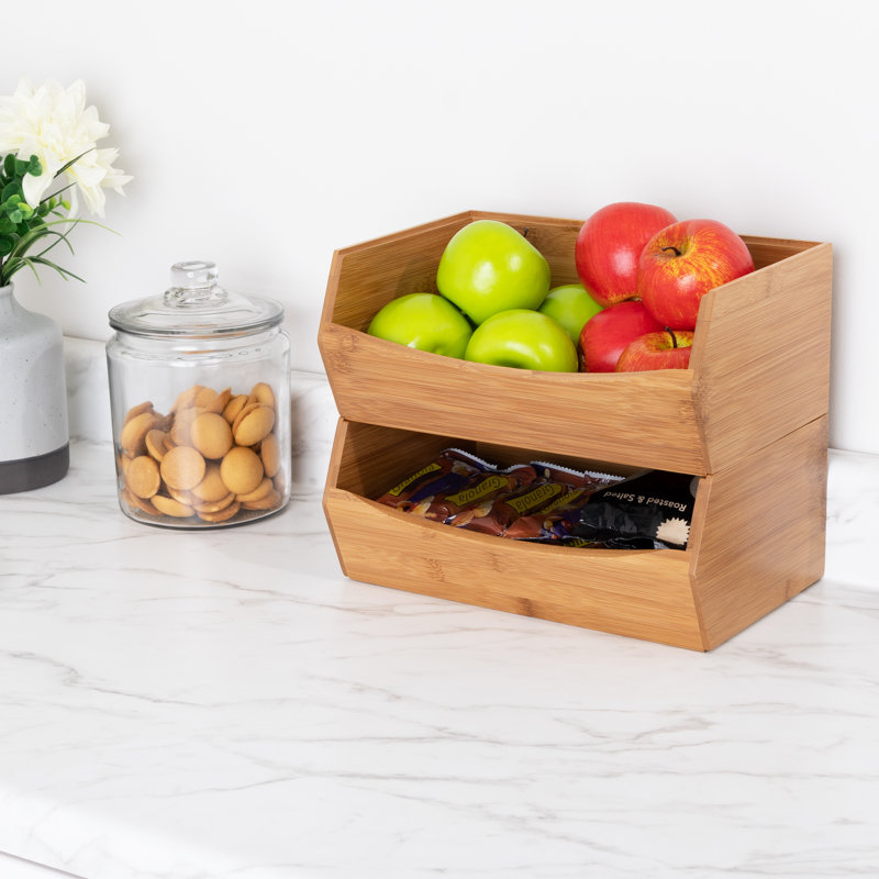 Bamboo Stackable Bin Organizer