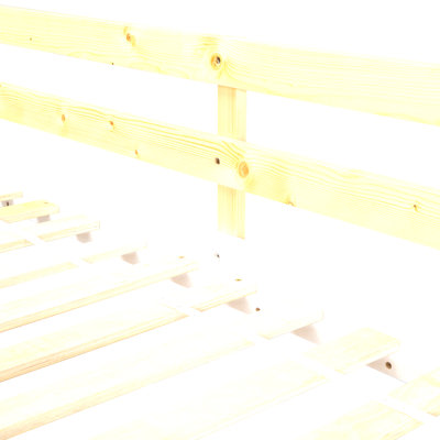Twin over Twin House Bunk Bed with Roof , Window, Window  Box, Door , with Safety Guardrails and Ladder, Natural/White