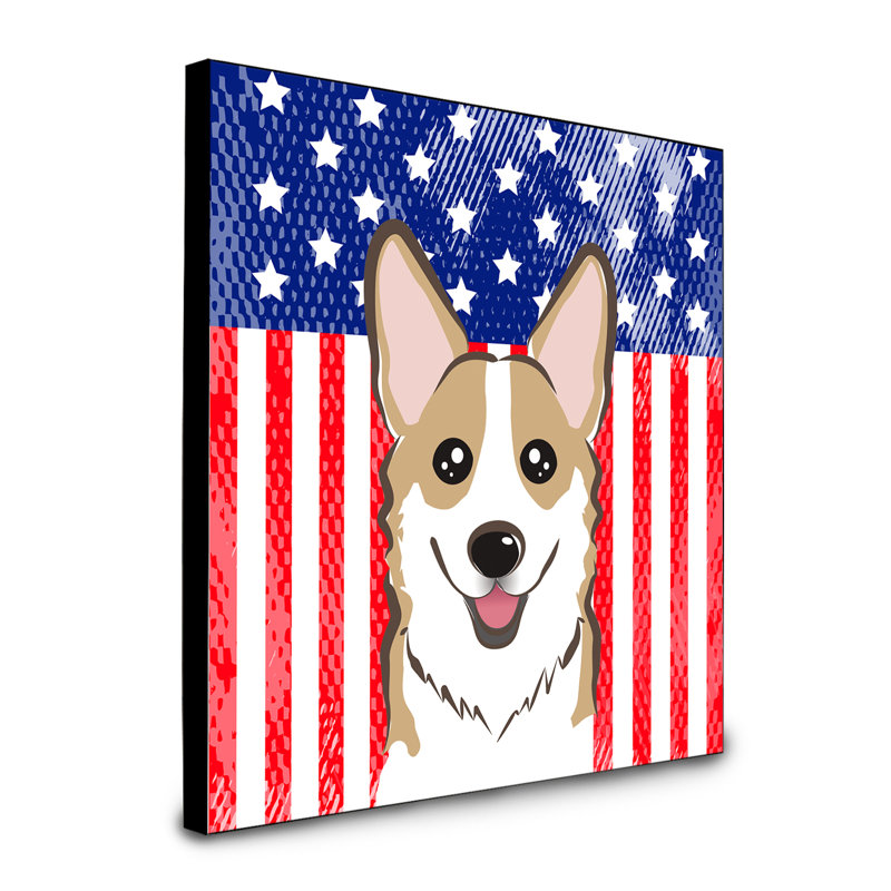 « american flag », art encadré Macomb, Sable Corgi