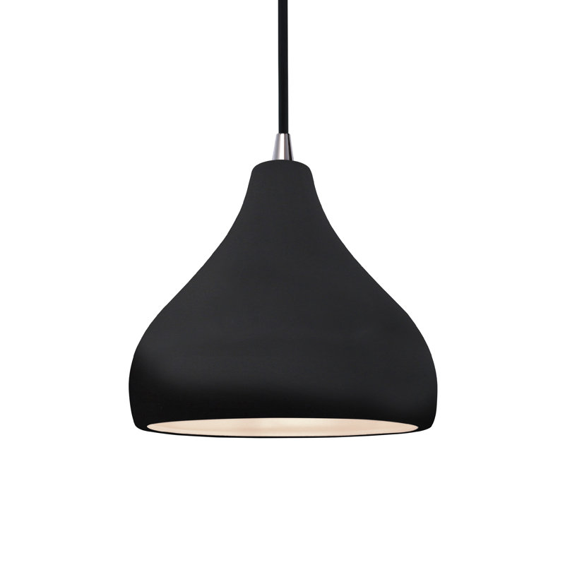 Luminaire suspendu à 1 lumière Meydan, H 7,25 po x l 8 po x P 8 po, Noir brillant / blanc mat, Gris brillant / noir nickel