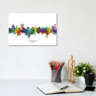 Lawrence Kansas Skyline by Michael Tompsett - Wrapped Canvas Print
