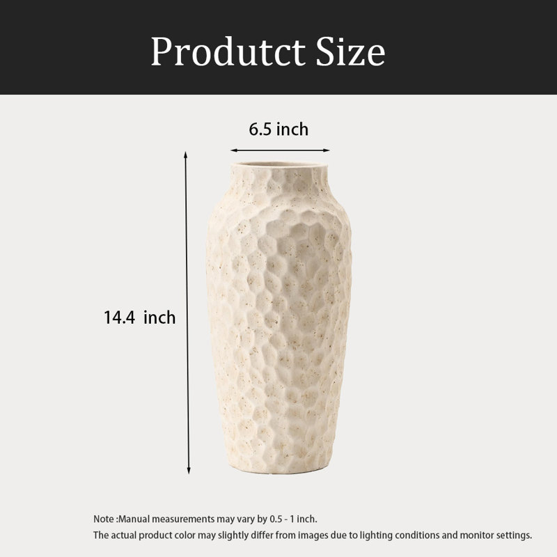 Vase rustique en céramique, vase décoratif pour maison de campagne, White