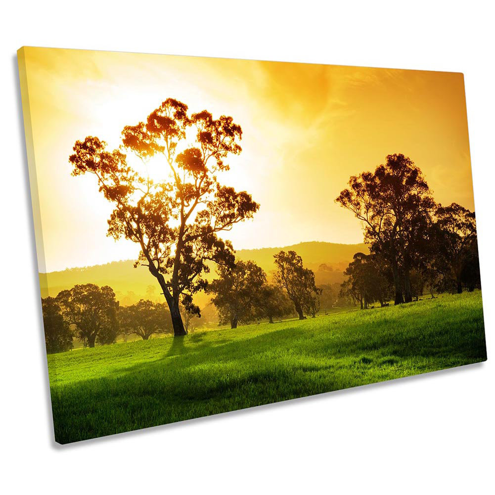 Sunset Landscape Countryside - Wrapped Canvas Print
