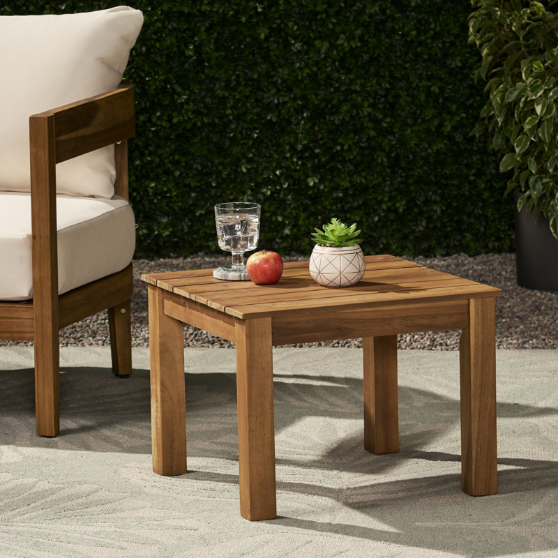Table d'appoint en bois de style minimaliste moderne, l 19,81 po x P 15 po, brun, table chic à assembler, conception à lattes fermées, 15 po, requis
